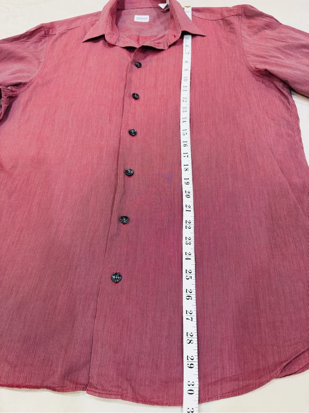 Armani Collezioni Men’s Red Micro Stripe Cotton Button Down Shirt Designer